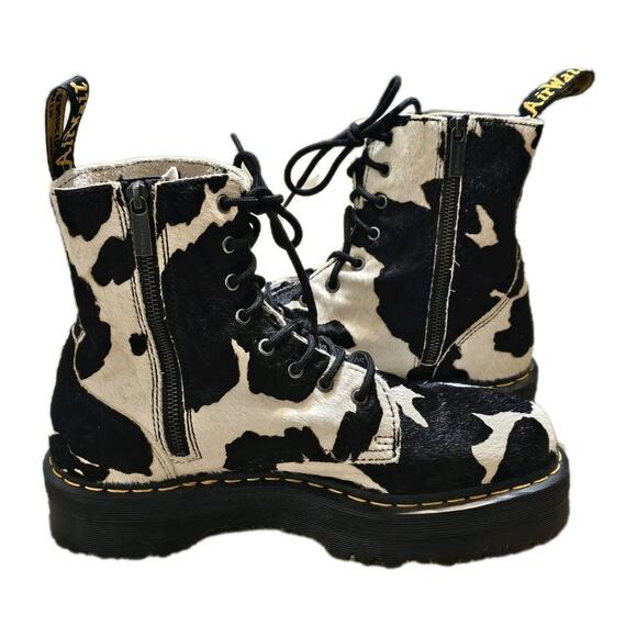DR. MARTENS JADON HAIR-ON COW PRINT PLATFORM BOOTS MSRP $270 Mens 11 WMS 12 - Picture 5 of 8